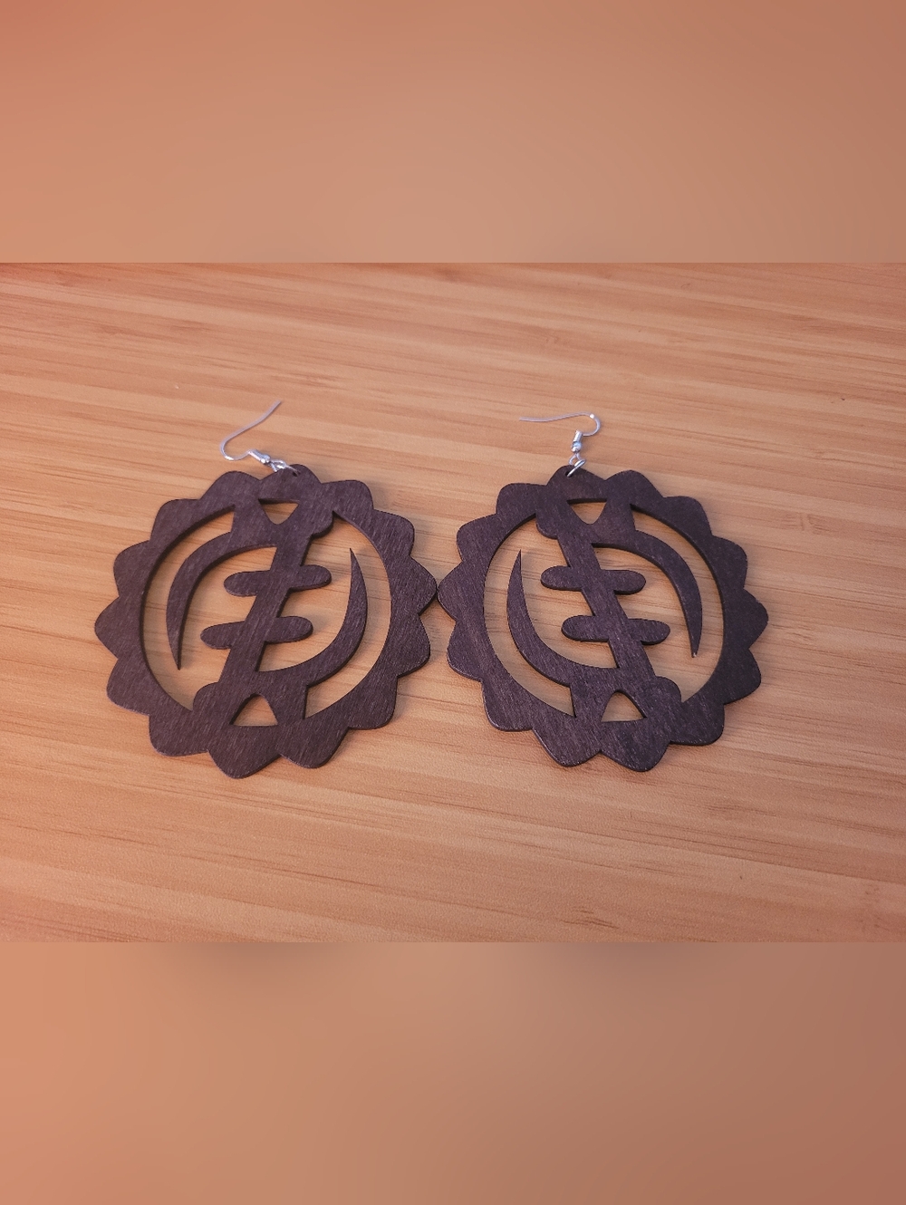 Adinkra Gye Nyame Wooden Earrings